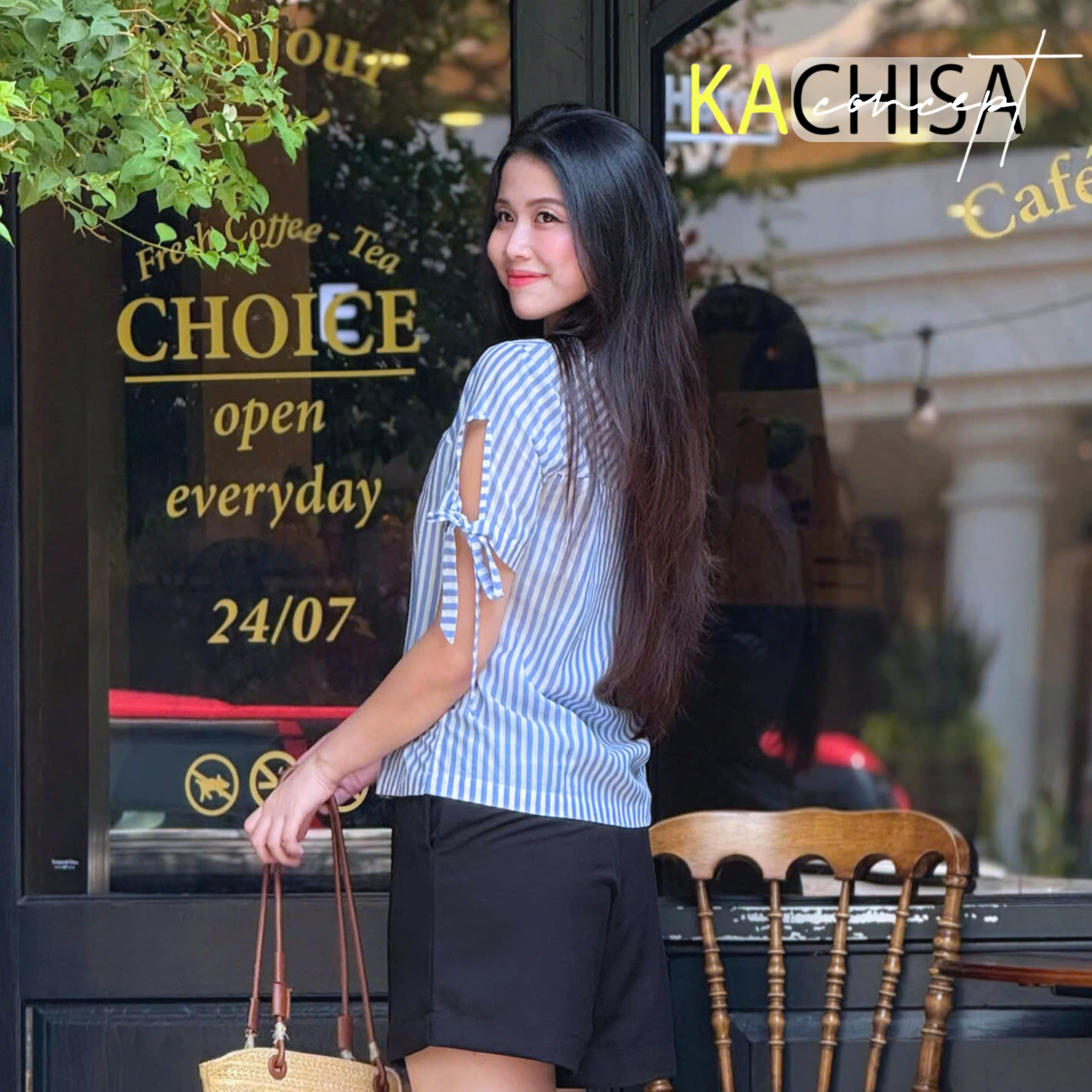 Áo Tơ Cotton Cao Cấp Phối Nơ, Cắt Xéo Mịnh Mát Mùa Hè, phối nút cách điệu phía sau - Hình ảnh 12